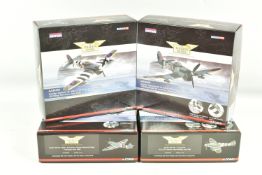 FOUR BOXED LIMITED EDITION CORGI AVIATION ARCHIVES 1:72 SCALE MODEL AIRCRAFTS, to include a Spitfire