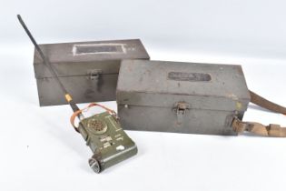 TWO CASED FIELD TELEPHONES, both Patt. 13152, telephone MFG. Co. Ltd, London 1945, both include