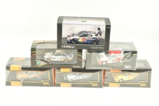 SIX BOXED 1:43 SCALE DIECAST MODEL RACE CARS, to include an IXO MG Metro 6R4, model no. RAC116, an