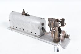 A SINGLE CYLINDER LIVE STEAM ENGINE, horizontal boiler feeding a vertical single cylinder engine
