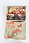 A BOXED LIONEL O GAUGE SANTA CAR WITH MICKEY MOUSE IN HIS GIFT PACK SET, No.1105, c.mid 1930's,