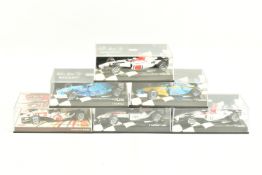 SIX MINICHAMP 1.43 SCALE DIECAST MODELS, to include a Benetton Renault Sport B201 GP USA 2001 J.