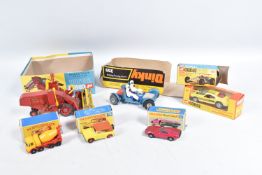 A QUANTITY OF BOXED AND PART BOXED DIECAST VEHICLES, boxed items include Corgi Toys Ford Mustang '