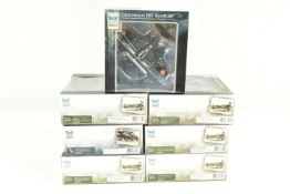 SEVEN BOXED 1:72 SCALE SKY MAX DIECAST MODEL MILITARY AIRCRAFTS, to include a Hawker Tempest V,