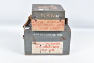 A CASED MILITARY BOMBSIGHT AND A MKII ASTRO COMPASS, both appear to be in their original wooden