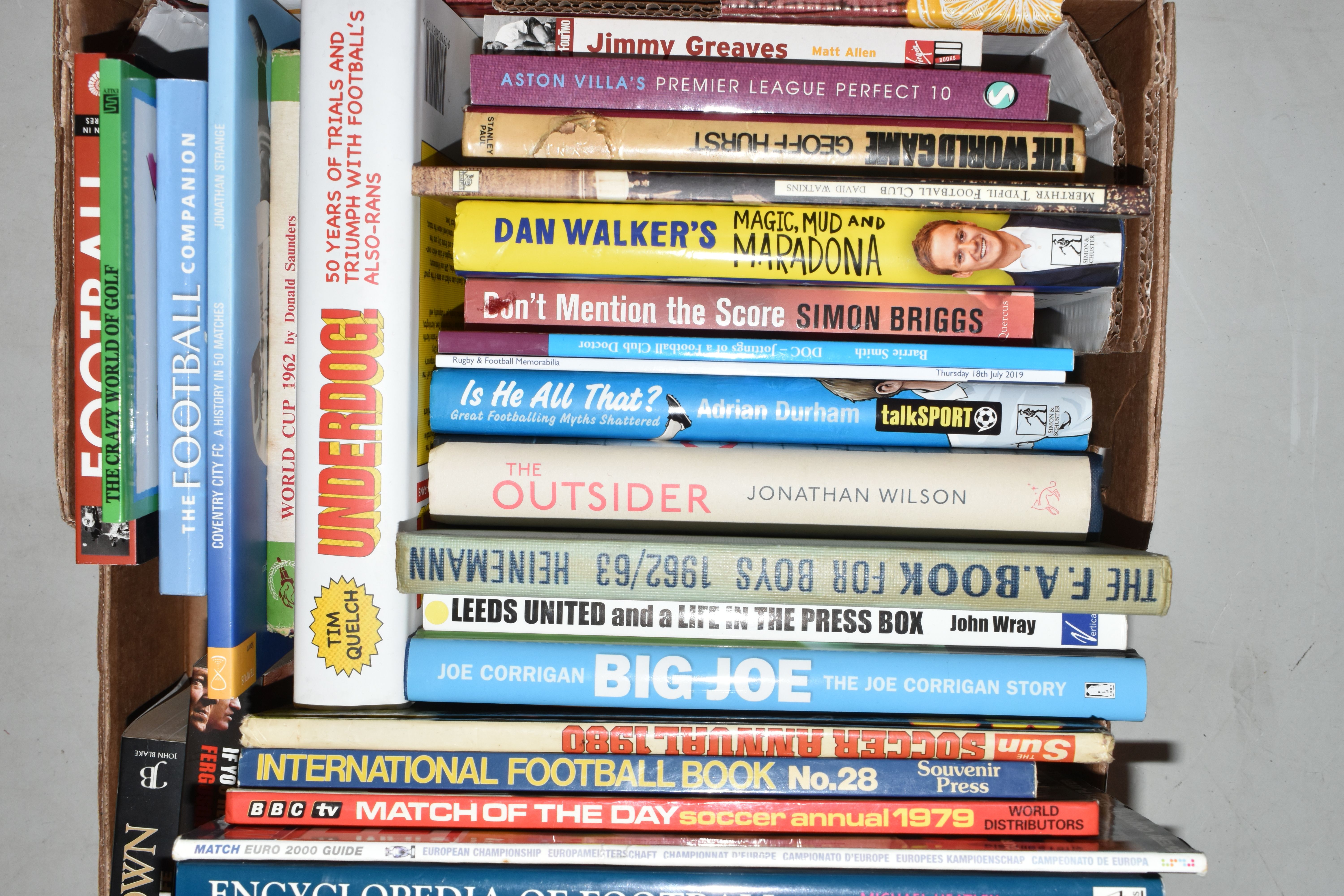 TWO BOXES OF FOOTBALL INTEREST HARDBACK AND PAPERBACK BOOKS, approximately seventy two titles - Image 11 of 13