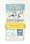 FOUR BOXED 1:72 SCALE CORGI AVIATION ARCHIVE DIECAST MODEL AIRCRAFTS. the first is a Harrier GR.3
