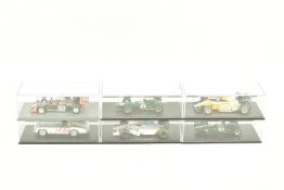 SIX SPARK 1.43 SCALE DIECAST MODELS, to include a Renault RE50 French GP D Warwick 1984, a Lotus