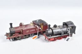 TWO KIT BUILT O GAUGE TANK LOCOMOTIVES, unmarked 0-4-4T in M.R. maroon livery No.1123 and Vulcan 0-