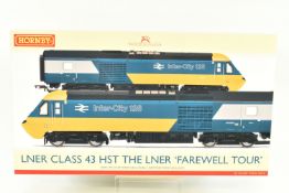 A BOXED OO GAUGE HORNBY MODEL RAILWAYS TWIN PACK, Class 43 HST Power Cars, no.s W43006 and E43112 in