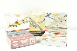 FIVE BOXED CORGI AVIATION ARCHIVE 1:72 SCALE MODEL AIRCRAFTS, to include a Gloster Meteor F.Mk.8,