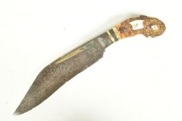 A SRI LANKEN PHIA KAETTA (KANDYAN KNIFE), this has a decorative horn handle with ornate white