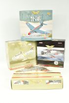 FOUR BOXED 1:72 SCALE CORGI AVIATION MODEL MILITARY AIRCRAFTS, the first a limited edition