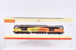 A BOXED OO GAUGE HORNBY MODEL RAILWAYS LOCOOMOTIVE, Class 60 Co-Co, no. 60021 in Colas Rail