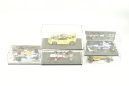FIVE 1.43 SCALE DIECAST SIGNED MODELS, to include a Minichamps Williams Renault FW18 World