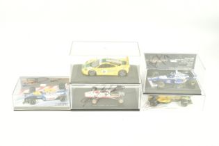 FIVE 1.43 SCALE DIECAST SIGNED MODELS, to include a Minichamps Williams Renault FW18 World
