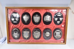 EARLY 20TH CENTURY BRITISH LEGION INTEREST: - A LATE 20TH CENTURY DISPLAY CASE CONTAINING TEN OVAL