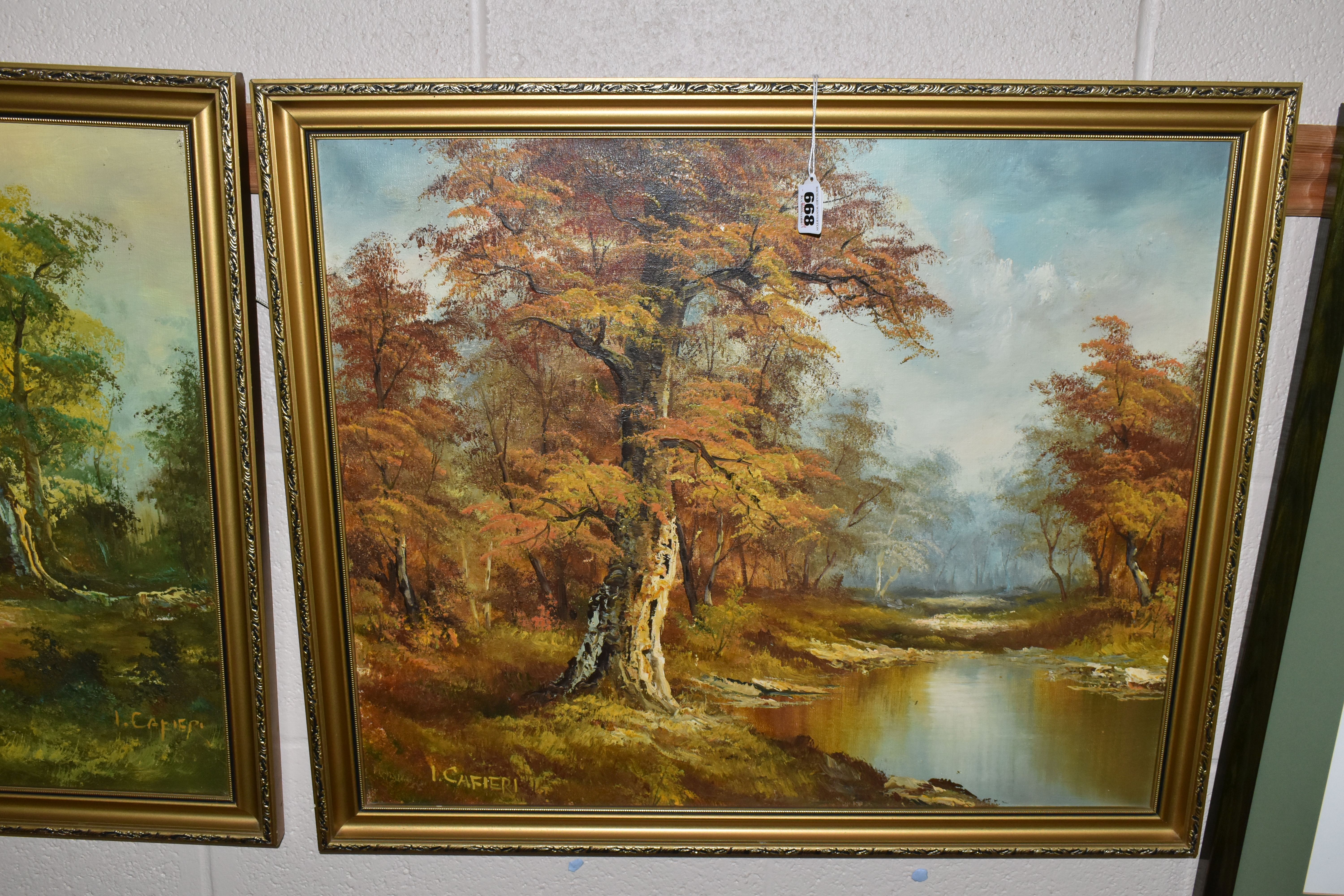 I. CAFIERI (MODERN) Two landscape scenes, oils on canvas, signed lower left and right, 49cm x - Image 2 of 4