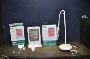 TWO COOPERS HALOGEN HEATERS (one brand new sealed in box) and a 'The Daylight Company' work light (