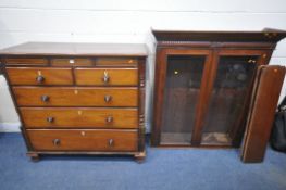 A GEORGIAN MAHOGANY CHEST OF TWO SHORT OVER THREE LONG DRAWERS, ivory
