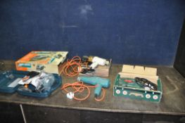 FOUR POWER TOOLS including a new and unused Black and Decker Mouse sander, a Bosch PST650E jigsaw (