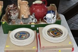 ONE BOX OF CERAMICS AND COLLECTOR'S PLATES, to include a Nao swan figurine, a Hornsea planter 233, a