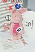 A BOXED STEIFF 'DISNEY MINIATURE PIGLET', limited edition 616/2000, pink mohair, height 16cm,