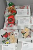 FOUR BOXED LIMITED EDITION STEIFF CHRISTMAS ORNAMENTS, comprising two 2018 Bear with tricycle No.262