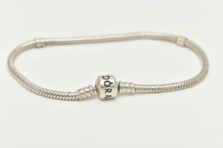 A 'PANDORA' SNAKE BRACELET, fitted with a signed 'Pandora' clasp, stamped S925 ALE, approximate