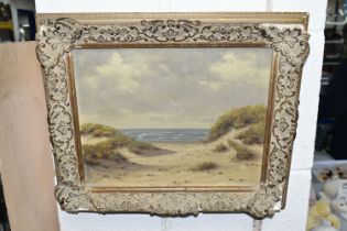 A.H. NORDBERG (1899-1969) Sand dunes and seascape, oil on canvas, signed lower left, 22.5cm x