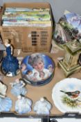 TWO BOXES AND LOOSE CERAMICS, ANNUALS AND CIGARETTE DISPENSER, to include eleven Rupert Annuals,