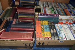 FOUR BOXES OF BOOKS containing over 165 miscellaneous titles in hardback and paperback formats,