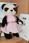 A BOXED STEIFF LIMITED EDITION 'SOO' PANDA, the character from the Sooty TV Show, jointed with black