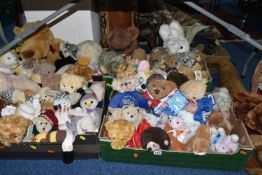 FOUR BOXES OF SOFT TOYS AND TEDDY BEARS, to include a quantity of St. Giles Hospice bears, Russ