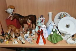 A GROUP OF CERAMIC FIGURES, ETC, to include a Beswick Arab 'Bahrain' model no 1771 (both ears