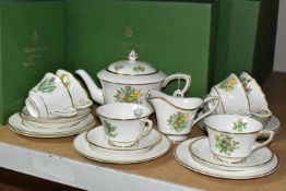 BOXED ROYAL WORCESTER L'ATELIER ART EDITIONS 'THE WILD FLOWERS OF BRITAIN WEDDING TEA SET', to