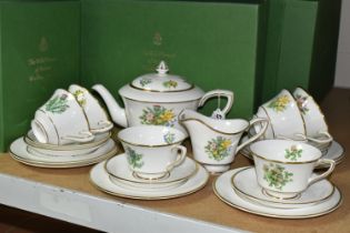 BOXED ROYAL WORCESTER L'ATELIER ART EDITIONS 'THE WILD FLOWERS OF BRITAIN WEDDING TEA SET', to