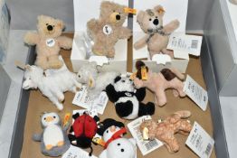 A TRAY OF ELEVEN STEIFF KEYRING BEARS, comprising two 111884 Charly Bears (one with original box), a