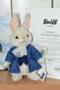 A BOXED STEIFF LIMITED EDITION 'VINCENT, THE WHITE RABBIT', with white mohair and cotton 'fur',