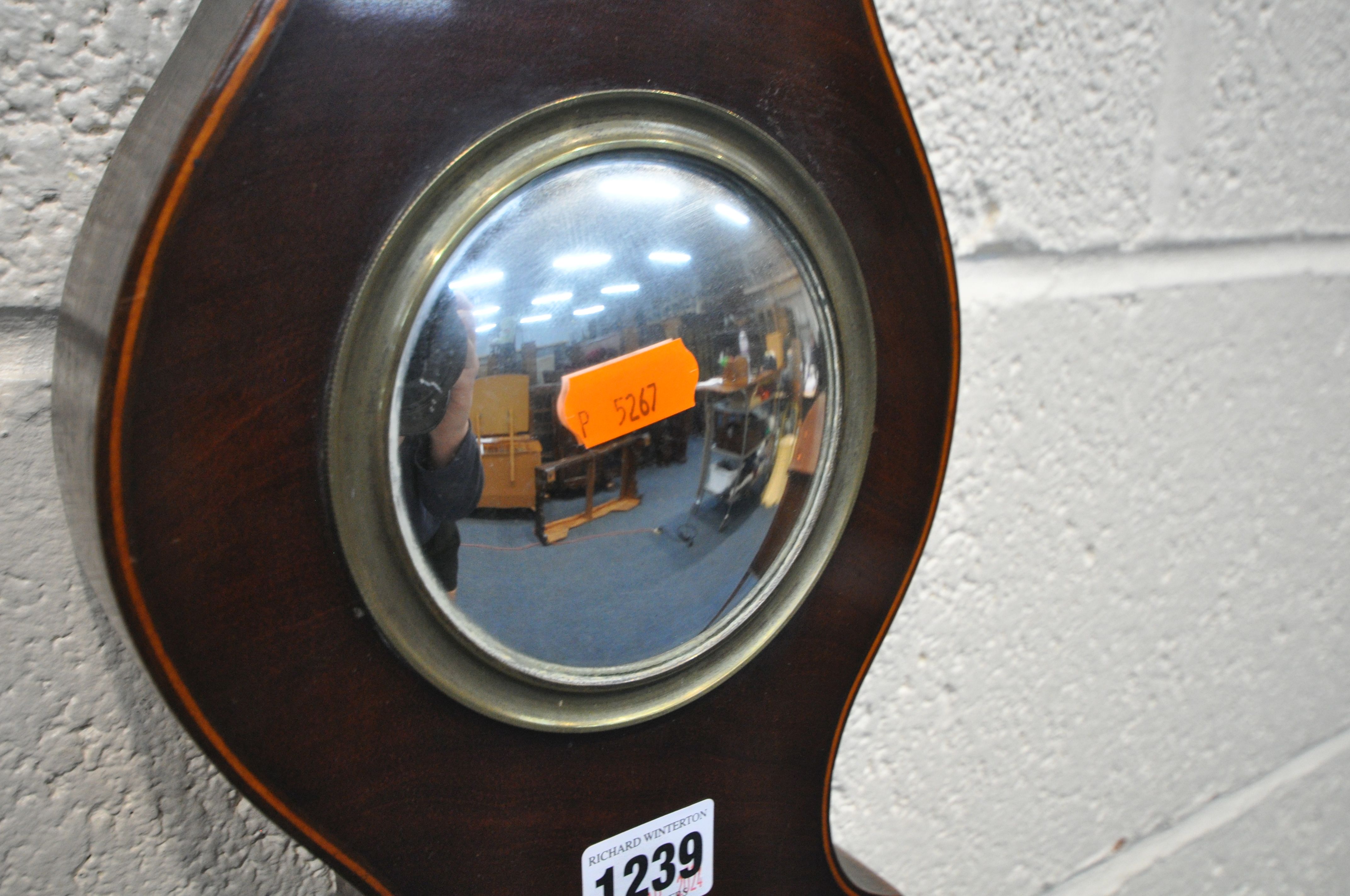 A 19TH CENTURY MAHOGANY BANJO BAROMETER, with swan neck pediment, small brass finial, a dry / damp - Image 5 of 7