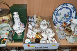 A COLLECTION OF CERAMICS, ORNAMENTS, SWAROVSKI CRYSTAL AND METALWARE, to include a small Doulton
