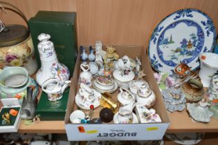 A COLLECTION OF CERAMICS, ORNAMENTS, SWAROVSKI CRYSTAL AND METALWARE, to include a small Doulton