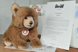 A BOXED STEIFF LIMITED EDITION 'NODDING BEAR', nodding action, with brown alpaca and cotton 'fur',