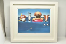 DOUG HYDE (BRITISH 1972) 'DOGGIE PADDLE' a limited edition print on paper, depicting dogs in the