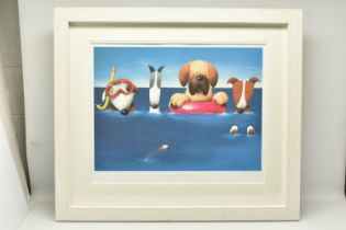 DOUG HYDE (BRITISH 1972) 'DOGGIE PADDLE' a limited edition print on paper, depicting dogs in the