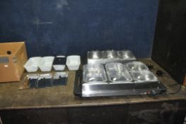 TWO CATERING HOT PLATES one by Crofton with two large and two small stainless steel dishes and