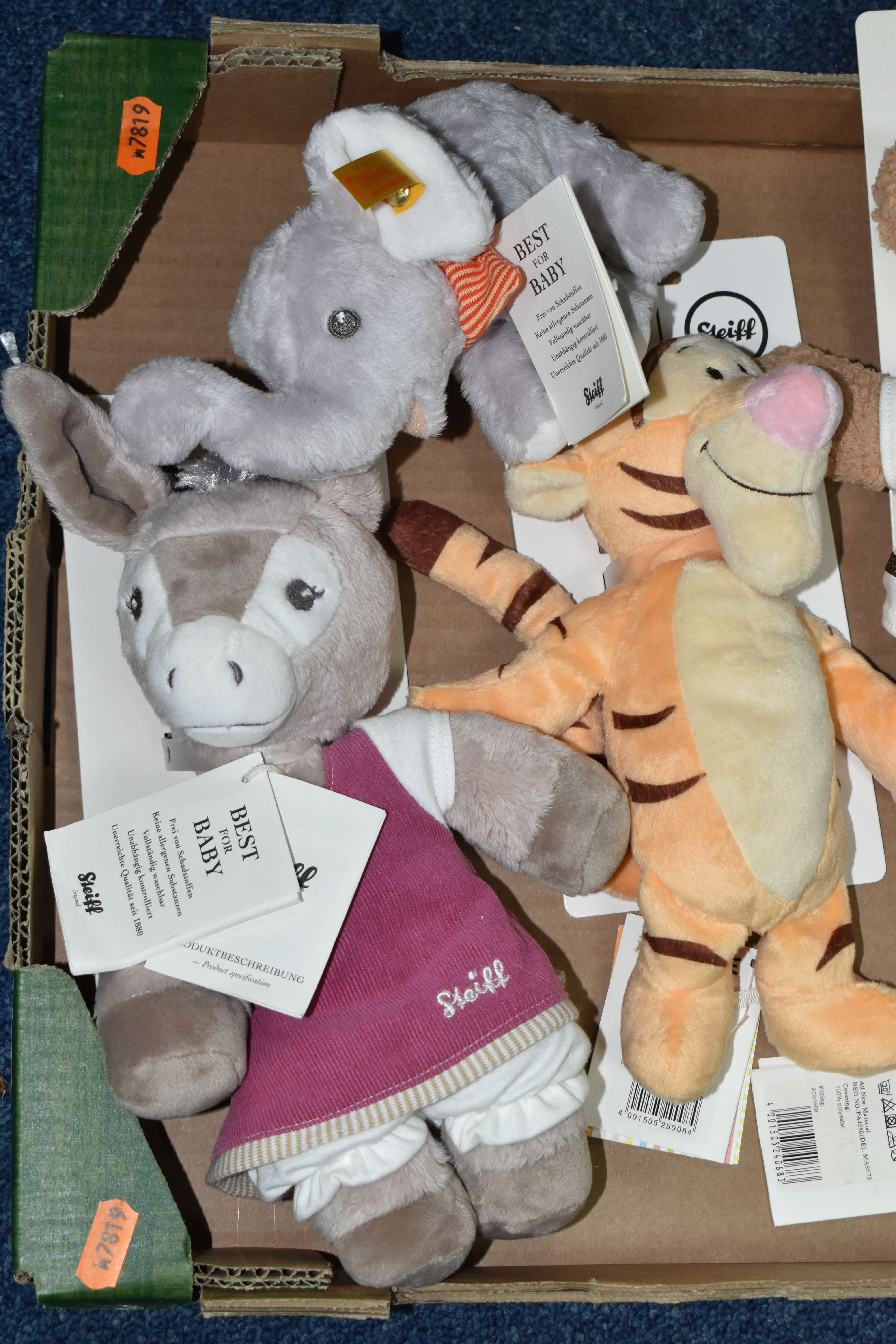A BOX OF STEIFF 'BEST FOR BABY' SOFT TOYS, comprising Issy Donkey no 238581, Tigger no 290084, and - Image 2 of 3