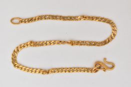 A CURB LINK BRACELET, with a hook clasp, foreign mark to clasp, approximate length 180mm,
