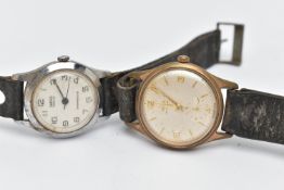 TWO GENTS WRISTWATCHES, the first a manual wind 'Smiths Jewelled' watch, round white dial, Arabic