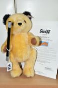 A BOXED STEIFF LIMITED EDITION 'SOOTY' TEDDY BEAR, jointed with black and yellow mohair and